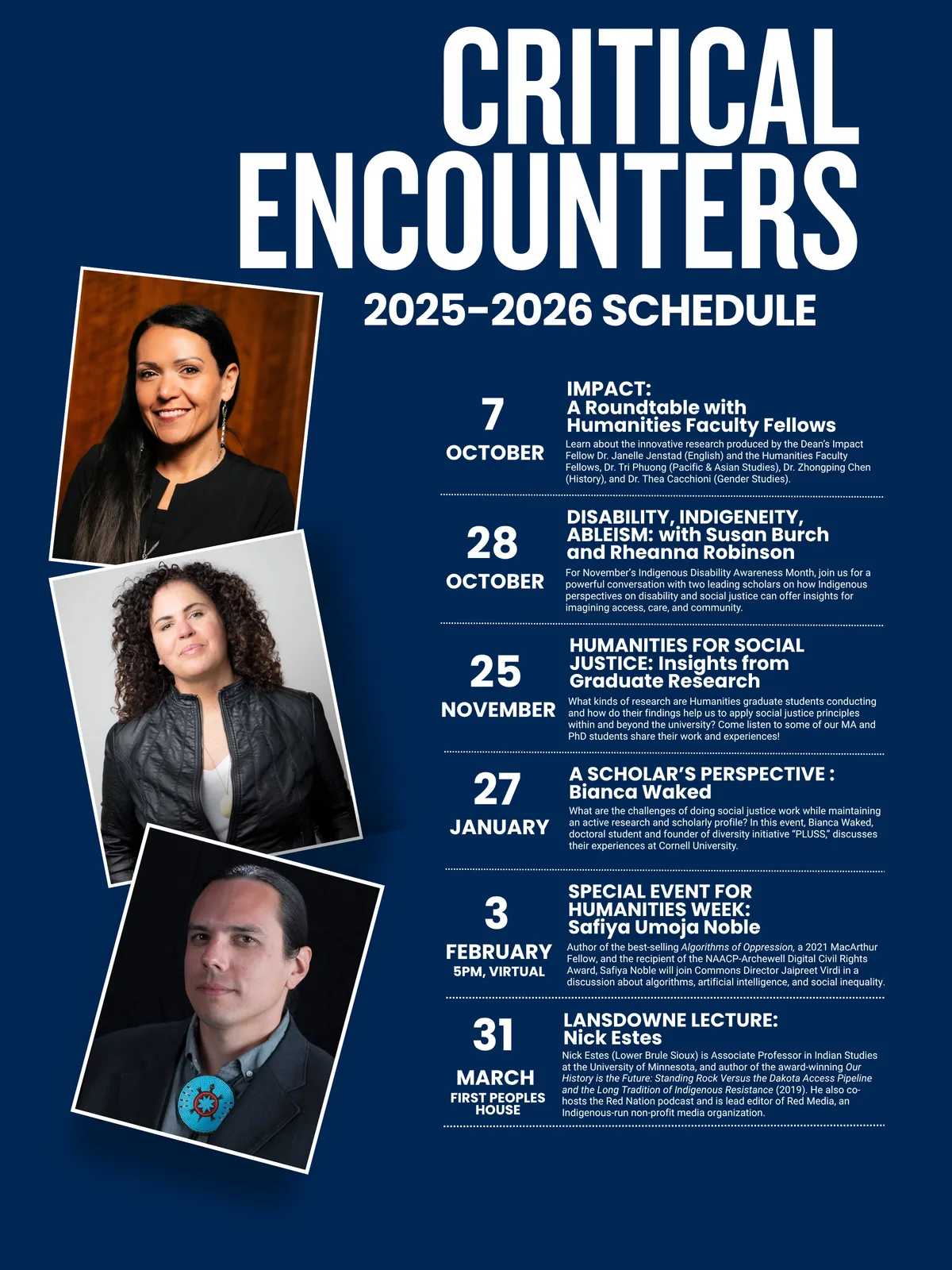 Critical Encounters 2025–2026 schedule poster